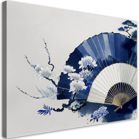 Tableau déco Éventail japonais bleu 60x40 (1/5)