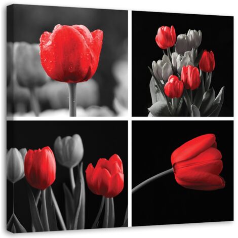 Tableau sur toile Tulipes rouges Set 40x40 (1/5)