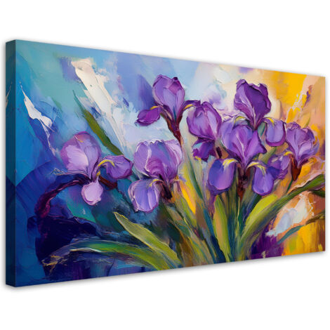 Tableau déco Fleurs d'iris violet pastel 100x50 (1/5)