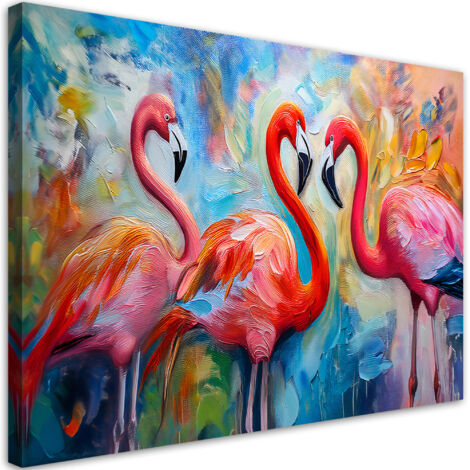 Tableau déco Flamants Oiseaux Animaux Abstrait Coloré 60x40 (1/5)