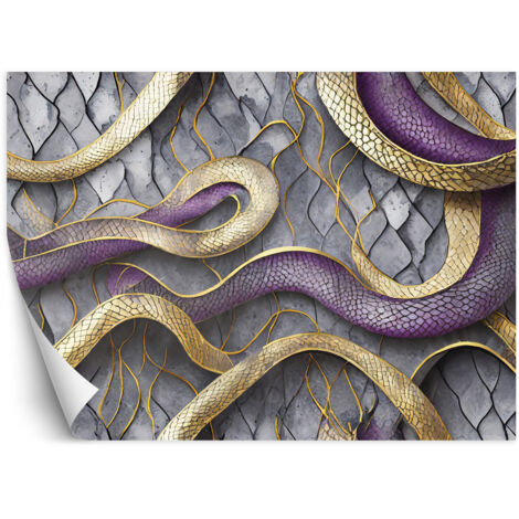 Papier peint Serpent Texture Glamour Or Lilas 200x140 (1/5)