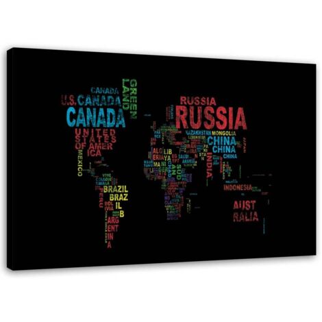 Tableau sur toile Carte du monde Noms de pays 100x70 (1/5)