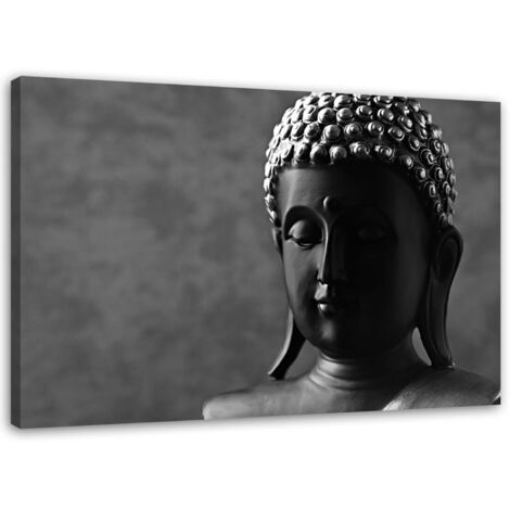 Tableau sur toile Bouddha Position Noir Blanc 60x40 (1/5)