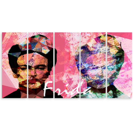 Tableau Frida Kahlo Abstrait Sur Toile Riant - Décoration Murale Salon Signée Menzart
