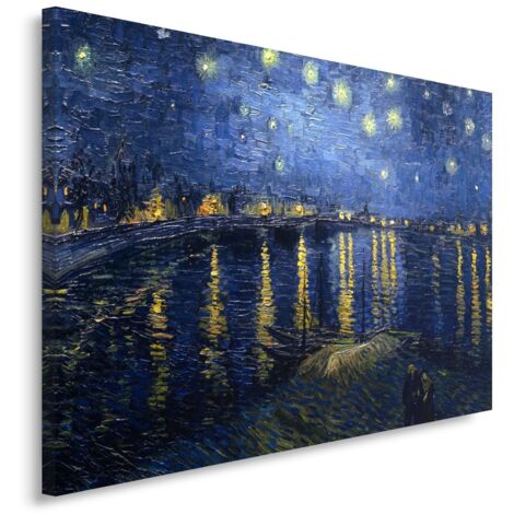 Image sur toile, Reproduction du tableau de V. van Gogh - Nuit étoilée - 90x60 (1/5)