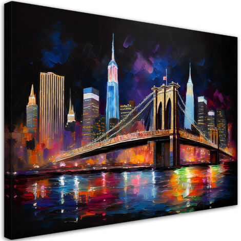 Tableau déco Ville abstraite Pont New York 90x60 (1/5)