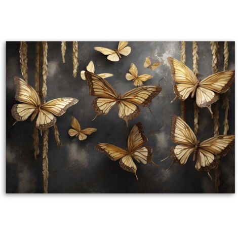 Tableau sur toile Tableau sur toile Papillons dorés 60x40 - 3