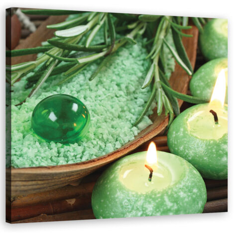 Tableau sur toile Bougies de spa turquoise 40x40 (1/5)