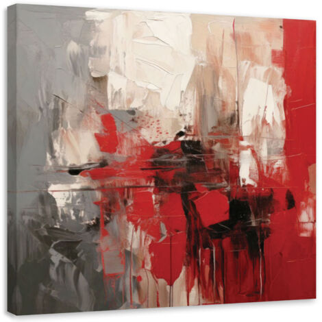 Tableau déco Abstraction Moderne Rouge 50x50 (1/5)