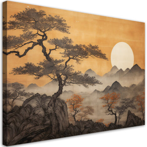 Tableau sur toile Arbres paysage de montagne 100x70 (1/5)