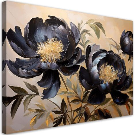 Tableau déco Fleur de pivoine noire nature 60x40 (1/5)