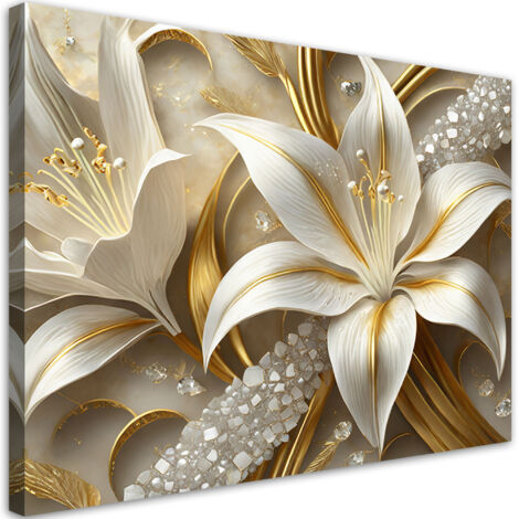 Tableau sur toile Tableau sur toile Lys glamour or 100x70 (1/5)