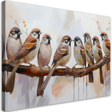 Tableau déco Oiseaux sur une branche marron 100x70 (1/5)