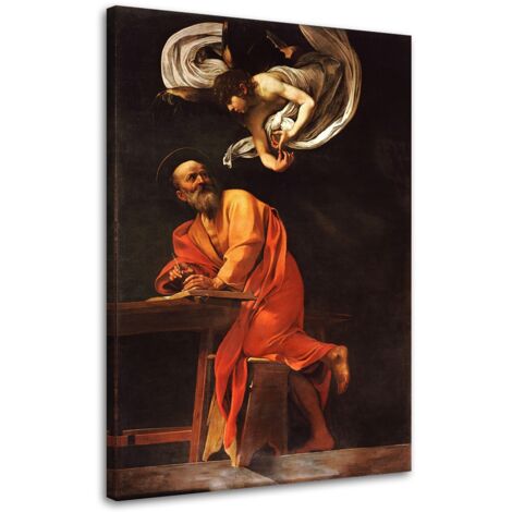Tableau sur toile REPRODUCTION Matthieu et l'ange - Caravage 40x60 (1/5)
