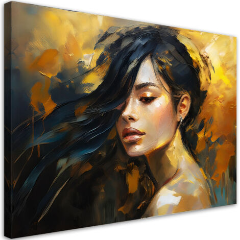 Tableau déco Femme glamour dorée 90x60 (1/5)