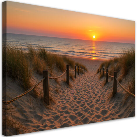 Tableau déco Plage au coucher du soleil et dunes 100x70 (1/4)