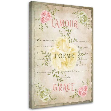 Tableau sur toile Amour Fleurs Vintage 70x100 (1/5)