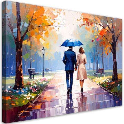 Tableau déco Couple se promenant dans un parc 60x40 (1/4)