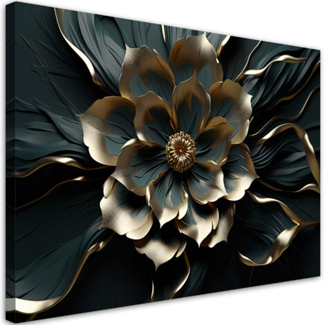 Tableau sur toile Fleur d'or 3D glamour 100x70 (1/5)
