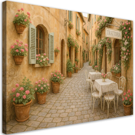 Tableau déco Toscane Rue italienne Fleurs 100x70 (1/4)