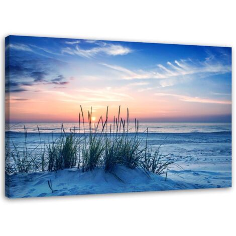 Tableau sur toile Plage herbe dunes mer 60x40 (1/5)