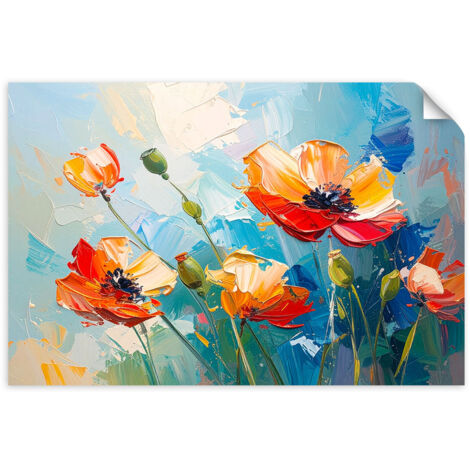 Autocollant Film Coquelicots rouges imitation peinture à l'huile 120x80 (1/3)