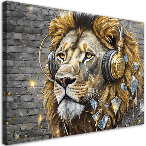 Tableau déco Lion Musique DJ 60x40 (1/5)