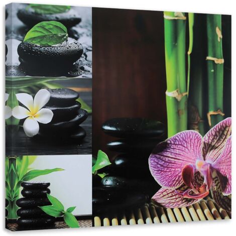 Tableau sur toile Spa zen orchidée bambou 50x50 (1/5)