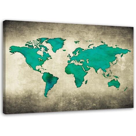 Tableau sur toile Carte du Monde Verte 60x40 (1/5)