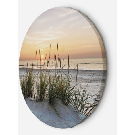 Tableau sur toile Image circulaire Coucher de soleil sur la plage 60x60 (1/5)