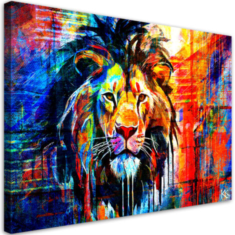 Tableau sur toile Tableau sur toile Lion coloré abstrait 100x70 (1/5)