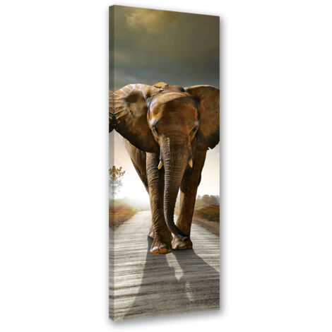 Tableau sur toile Éléphant sur la route 30x90 (1/5)