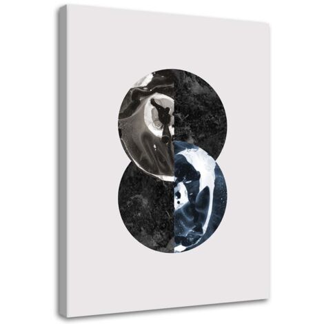 Tableau sur toile Abstrait Cercle Noir et Blanc 60x90 (1/5)
