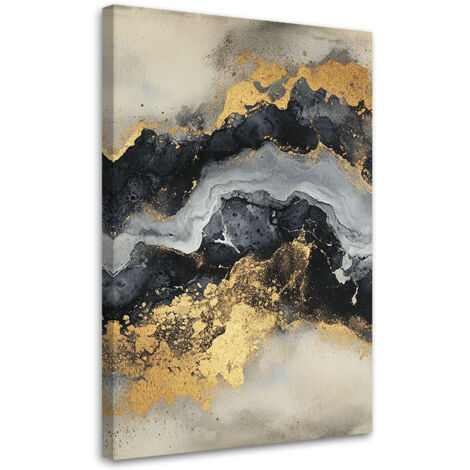 Tableau déco Marbre noir et blanc avec or 60x90 (1/5)