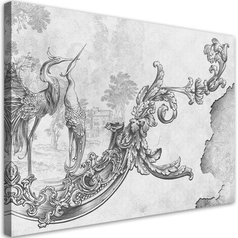 Tableau sur toile Oiseaux et feuilles sauvages sur une fresque orientale 60x40 (1/5)