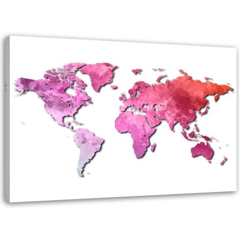 Tableau sur toile Carte du monde rose 90x60 (1/5)