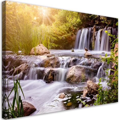 Image sur toile, Cascade au coucher du soleil nature - 60x40 (1/5)