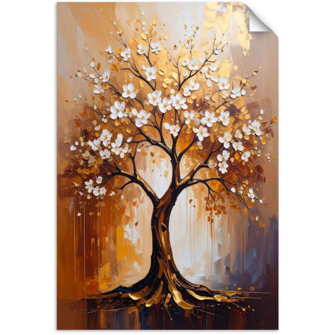 Poster autocollant Arbre de vie doré Fleurs Abstraction 30x45 (1/3)