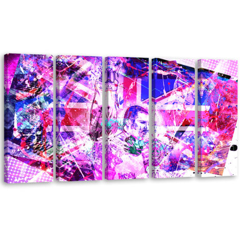 Tableau sur toile en 5 parties Freddie Mercury Queen 200x100 (1/5)