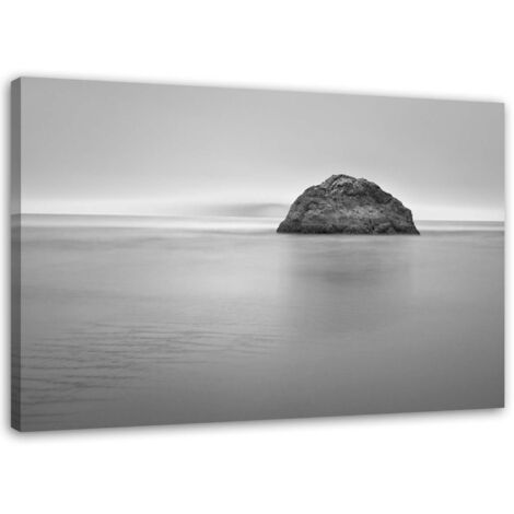 Tableau sur toile rocher de la mer noir blanc 60x40 (1/5)
