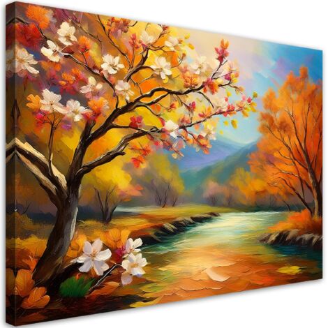 Tableau déco Rivière Nature Arbres Forêt 100x70 (1/5)