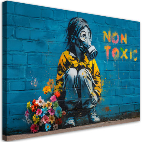 Tableau déco Fille avec des fleurs Street Art 60x40 (1/5)