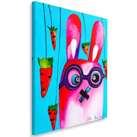 Tableau sur toile Lapin multicolore avec lunettes 40x60 (1/5)