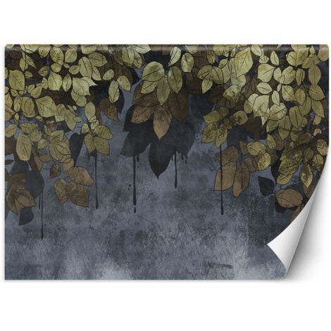 Papier peint Feuilles sur fond de béton 100x70 (1/5)