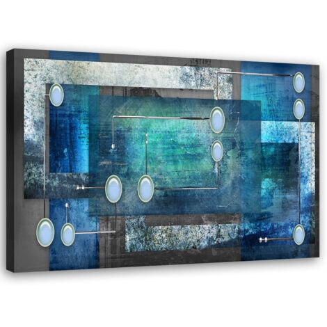 Cadre déco Abstrait Turquoise Bleu 100x70