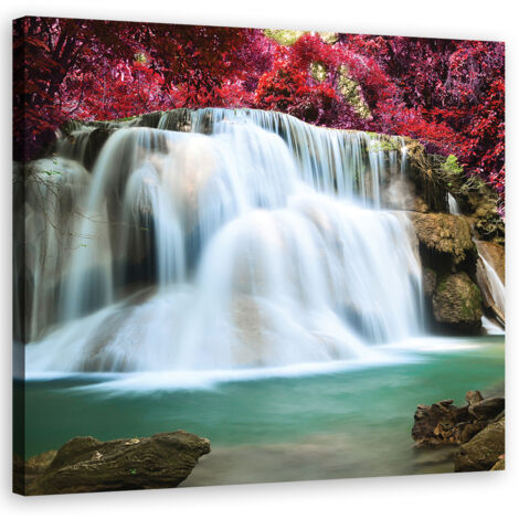 Tableau sur toile Chute d'eau montagne paysage 60x60 (1/5)