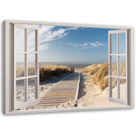 Image sur toile, Passerelle fenêtre vers la plage - 90x60 (1/5)