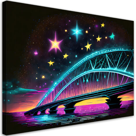 Tableau déco Pont Architecture Néon 100x70 (1/5)