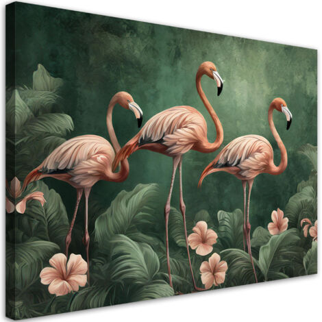 Tableau déco Flamants roses Animaux de la jungle 90x60 (1/5)