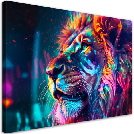 Tableau sur toile Neon Animal Lion Ai 100x70 (1/5)